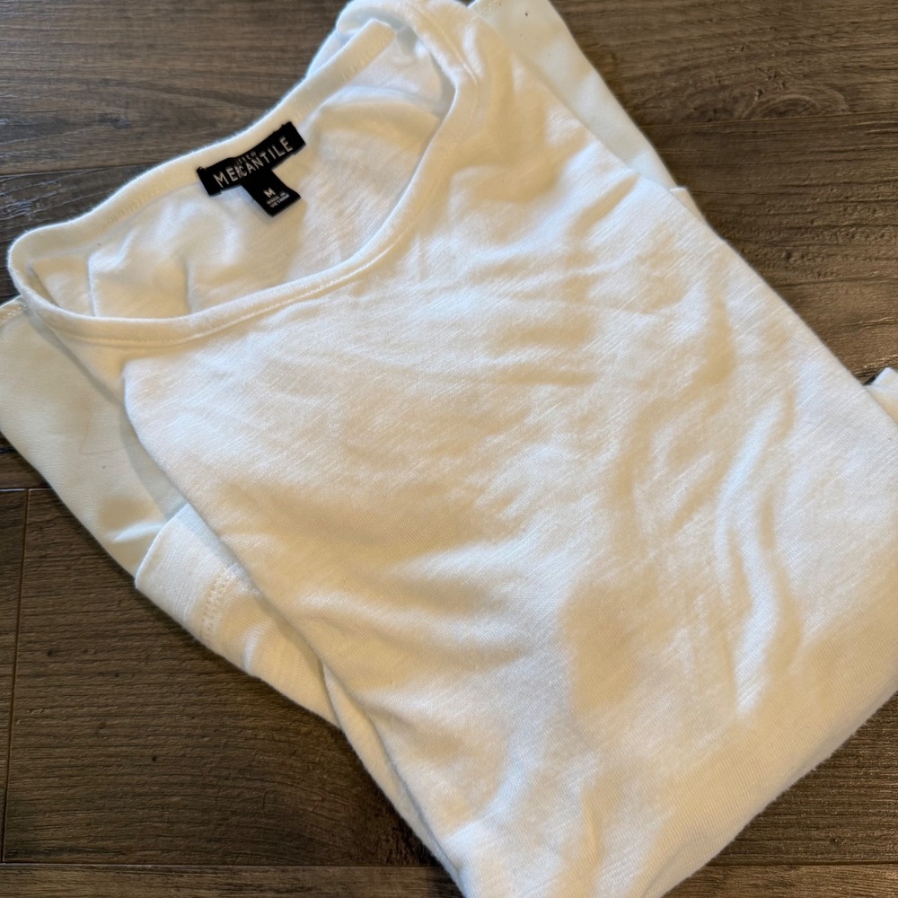 J.Crew Mercantile Womens White Layered Long Sleeve Top With Silky Hem H1730 M‎